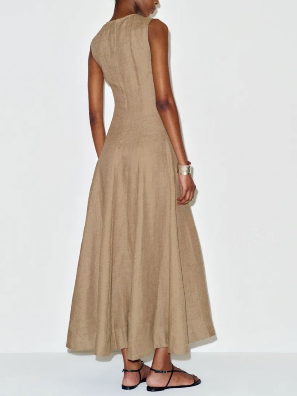 Reformation Cecilia Linen Midi Dress Sz4 Dark Camel French Quiet Lux Minimalist - Picture 2 of 9